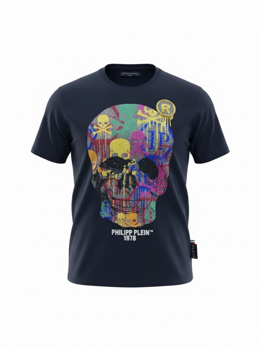 Philipp Plein Black Rhinestone Skull Graphic Tee Mens XXL NWOT Luxury Rare